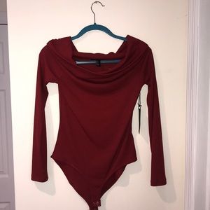 NWT Over the shoulder rust colored body suit
